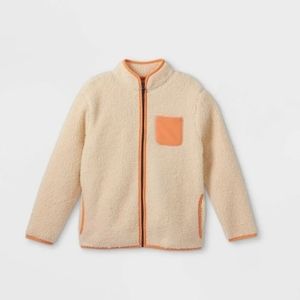 Cat and Jack  Girl’s Cream Sherpa Fleece Full Zip Jacket Faux Fur Jacket